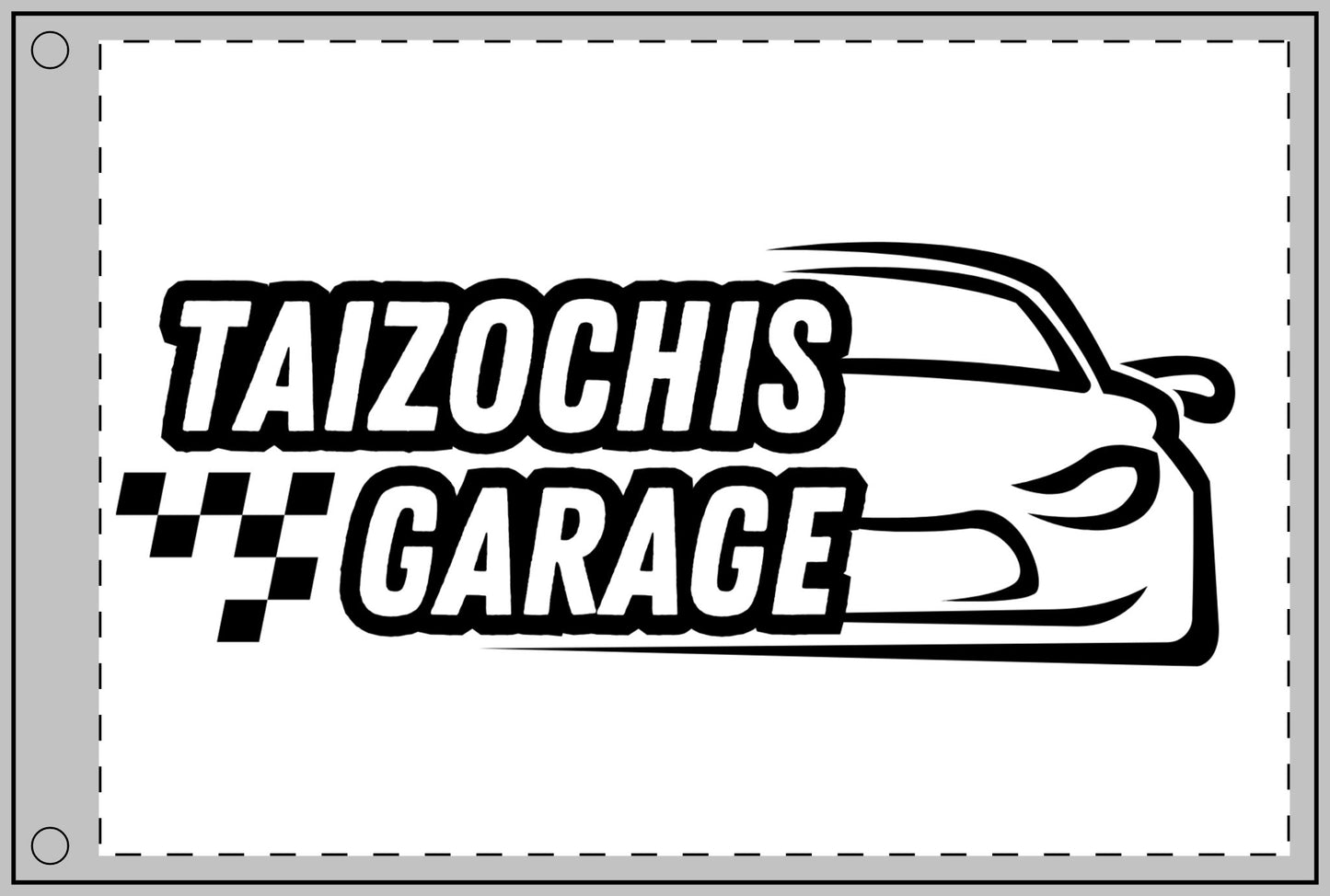 White Double Sided Flag Taizochis Garage Flag