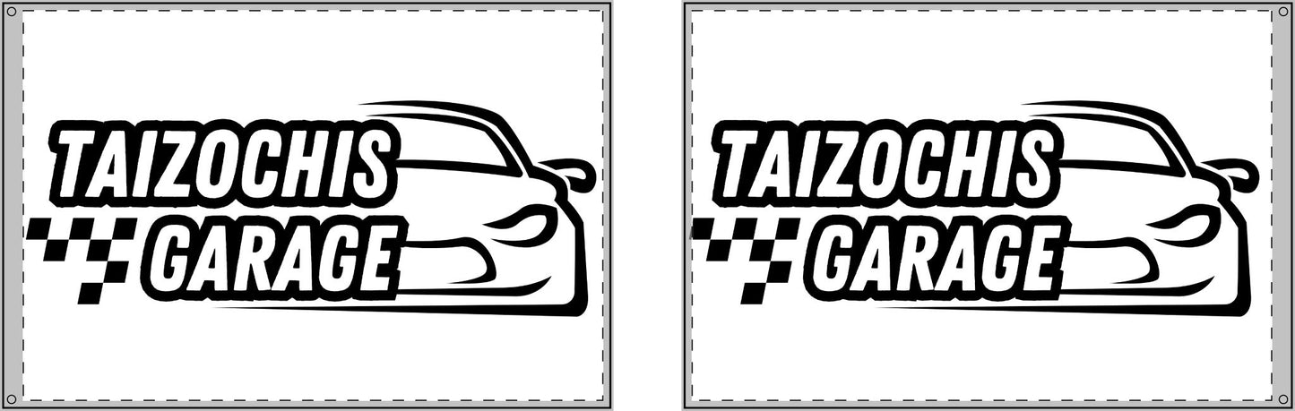 White Double Sided Flag Taizochis Garage Flag
