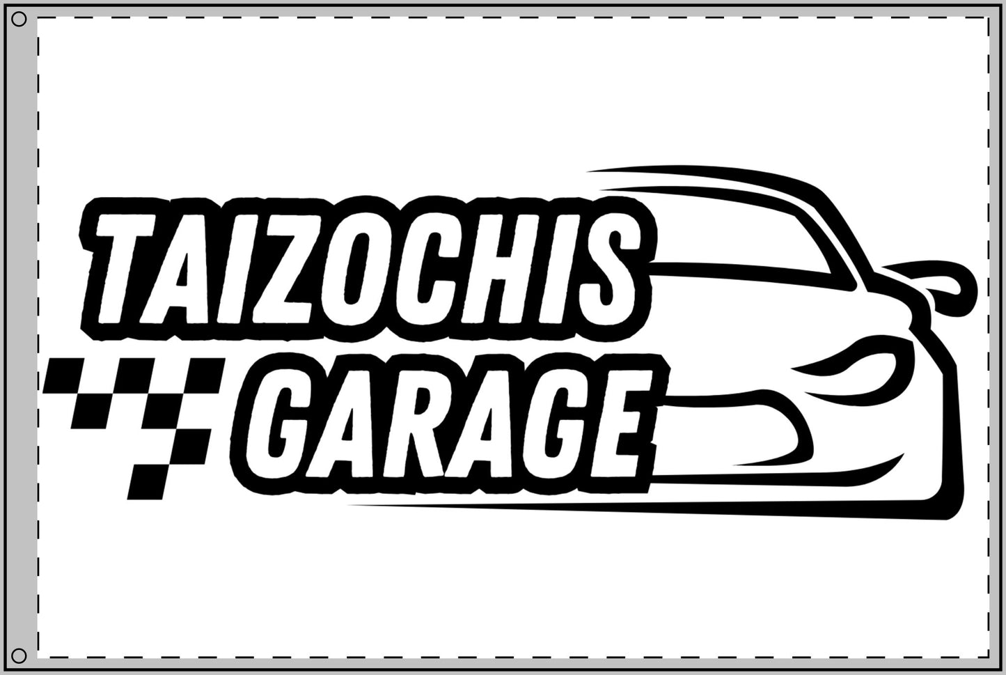 White Double Sided Flag Taizochis Garage Flag