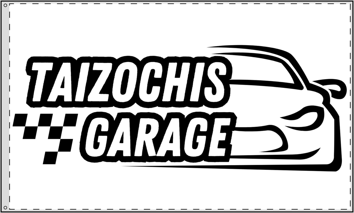 White Double Sided Flag Taizochis Garage Flag