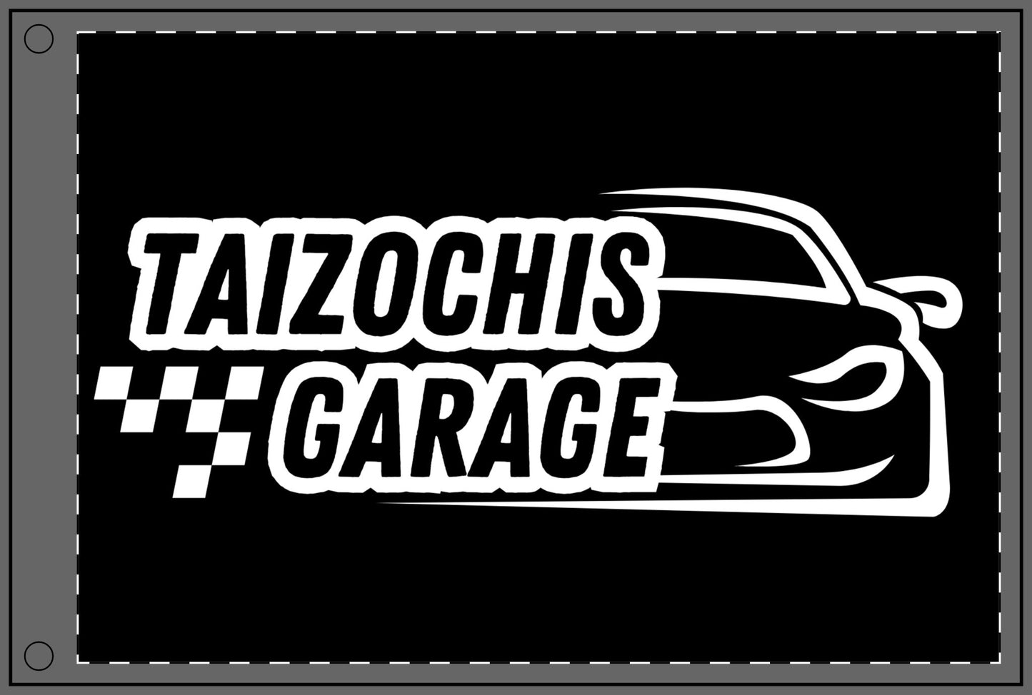 Black Double Sided Flag Taizochis Garage Flag