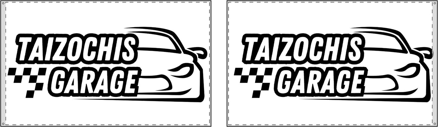 White Double Sided Flag Taizochis Garage Flag