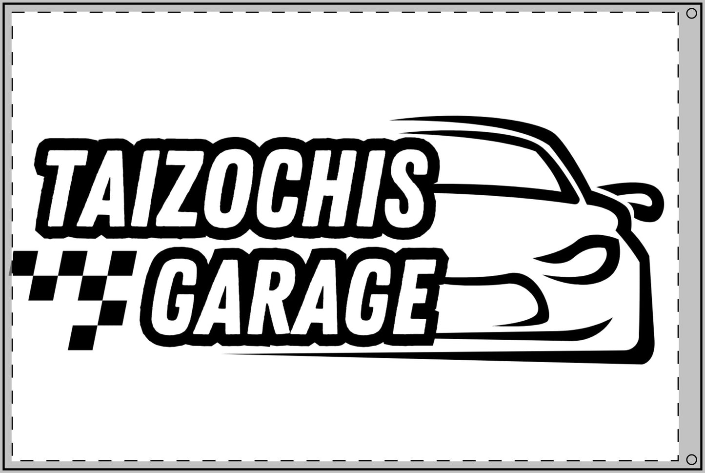 White Double Sided Flag Taizochis Garage Flag