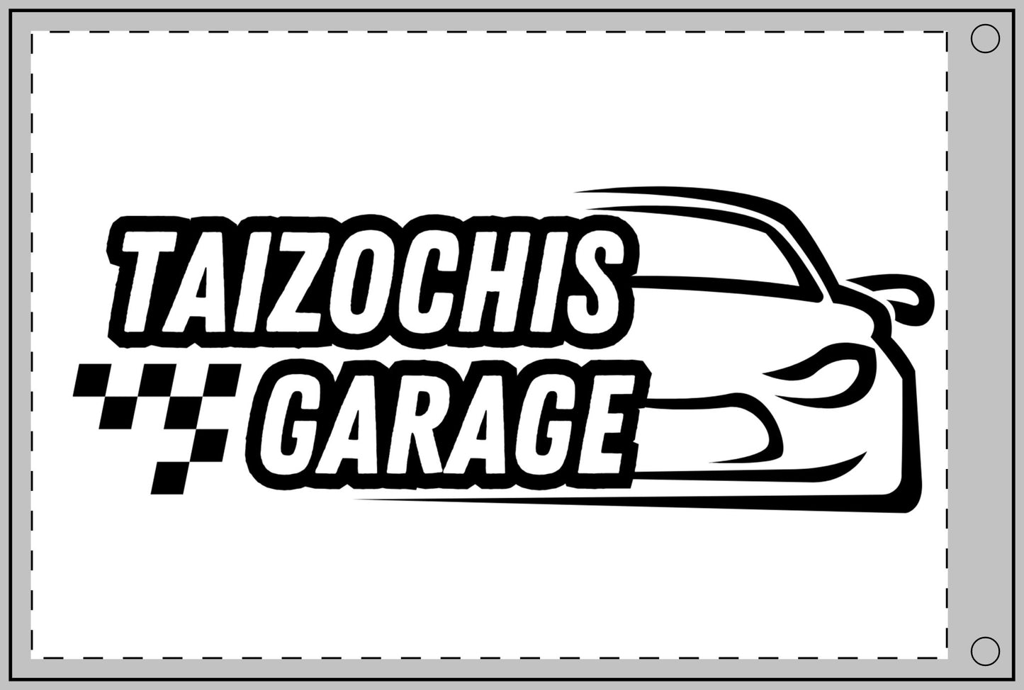 White Double Sided Flag Taizochis Garage Flag