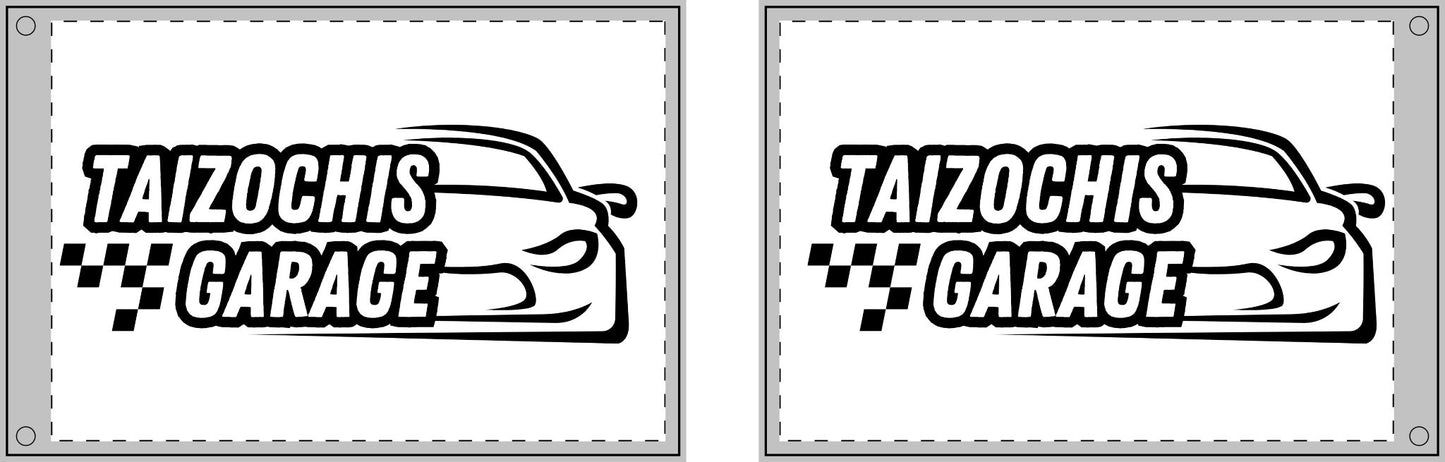 White Double Sided Flag Taizochis Garage Flag